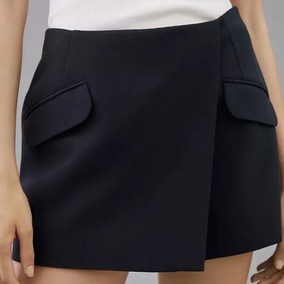 Anthropologie Maeve Women's Black Tailored Asymmetrical Shorts Skorts Size 12 - Picture 2 of 12
